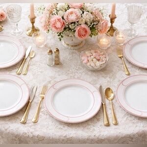 Vintage Jaeger Bavaria Art Deco Pink Plates Set of 6 — Rimmed Salad Appetizer